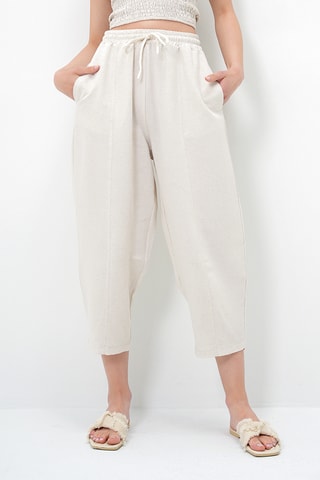 Calças shalwar 7/8 cintura subida - Cru