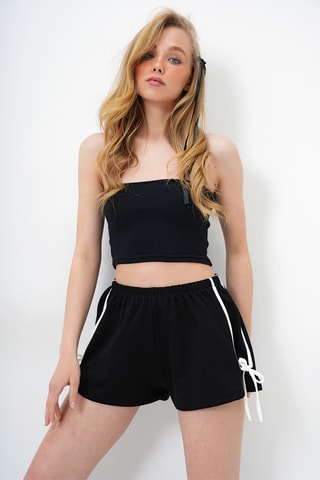 2 calções de cintura subida - Cinzento-claro mesclado e preto