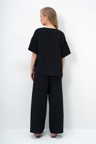 Blusa e calças cintura subida - Preto