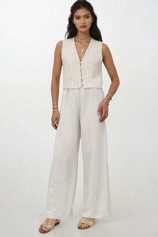 Colete e calças palazzo cintura subida - Cru