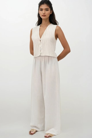 Colete e calças palazzo cintura subida - Cru