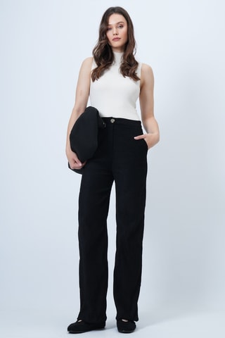 Calças palazzo cintura subida - Preto
