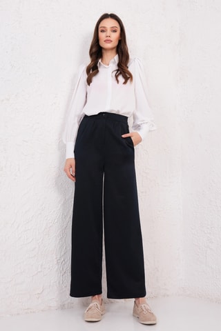 Calças palazzo - Azul-marinho