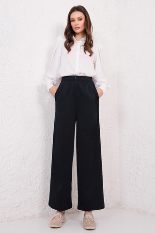 Calças palazzo - Azul-marinho