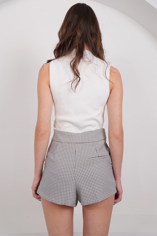 Calções de cintura subida - Bege