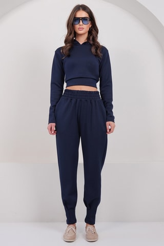 Sweat curta com capuz e calças de fato de treino - Azul-marinho