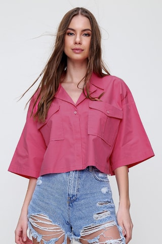 Blusa curta - Rosa-escuro
