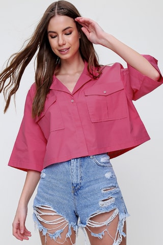 Blusa curta - Rosa-escuro