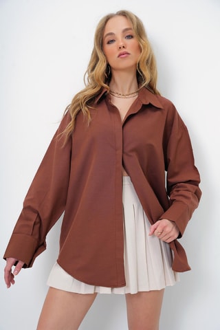 Camisa oversize - Castanho