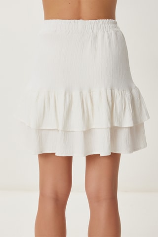 Crop top e saia estilo patinadora cintura subida - Cru