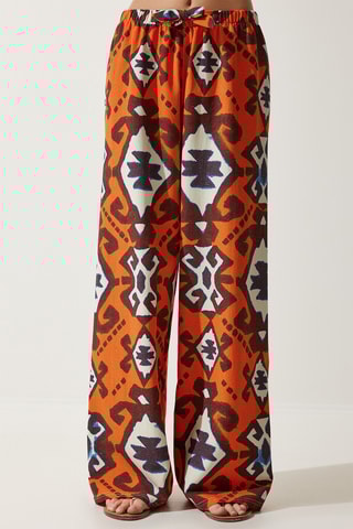 Calças palazzo em linho - Laranja