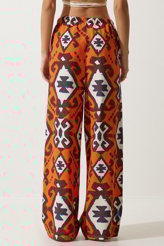 Calças palazzo em linho - Laranja