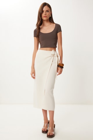 Saia traçado cintura subida - Nude