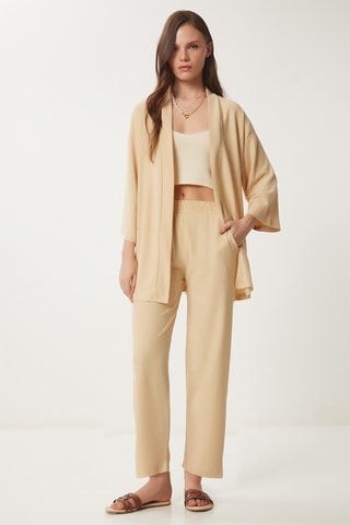Quimono e calças - Nude