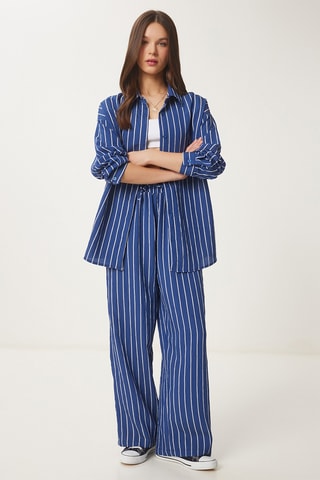 Túnica e calças cintura subida - Azul-marinho