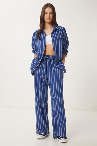 Túnica e calças cintura subida - Azul-marinho