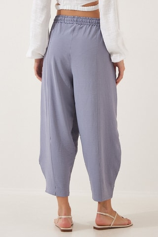 Calças shalwar 7/8 cintura subida - Cinzento