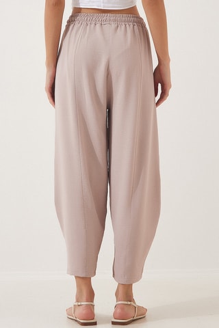 Calças shalwar 7/8 cintura subida - Nude