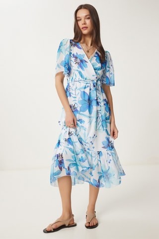 Vestido estilo patinadora - Azul e branco