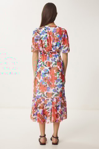 Vestido estilo patinadora - Laranja e azul-cobalto