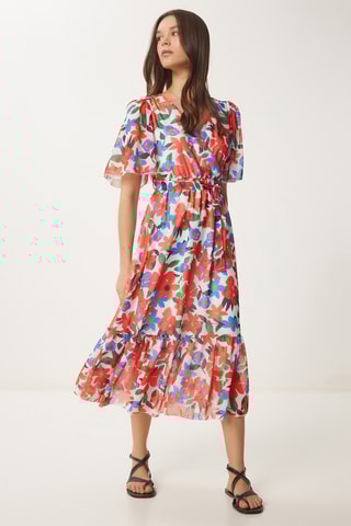 Vestido estilo patinadora - Laranja e azul-cobalto