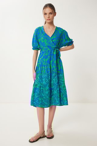 Vestido estilo patinadora - Azul-marinho e verde