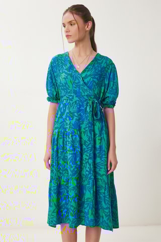 Vestido estilo patinadora - Azul-marinho e verde