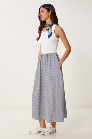 Vestido efeito ilusório - Branco e rosa-claro