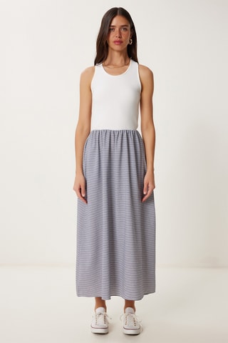 Vestido efeito ilusório - Branco e rosa-claro