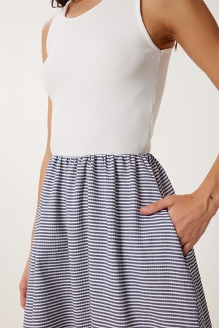 Vestido efeito ilusório - Branco e rosa-claro