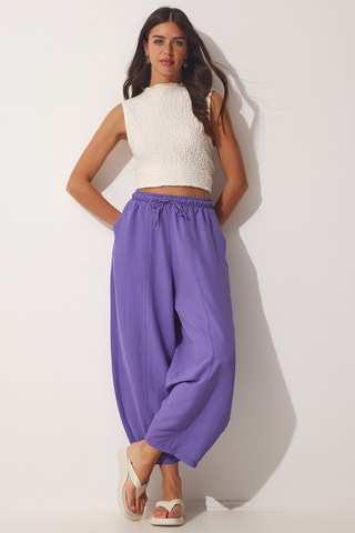 Calças 7/8 cintura subida - Violeta