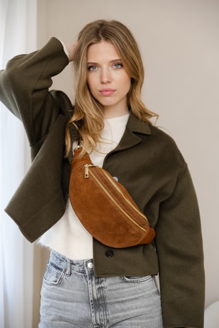 Sac banane en cuir Carola - Marron