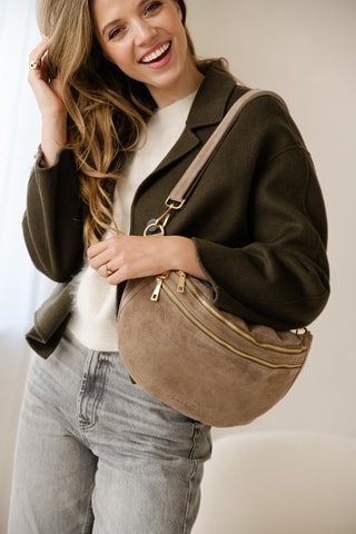 Sac banane en nubuck Iolanda - Taupe
