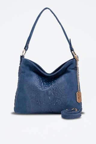 Sac porté épaule en cuir Linda - Bleu