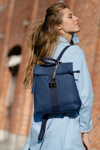Sac à dos en cuir Azalea - Bleu