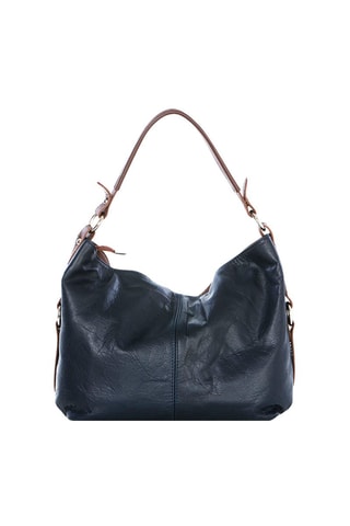 Sac porté épaule en cuir Noalia - Bleu et marron