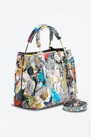 Sac à main en cuir Marlit - Gris et noir - Noir, rouge, bleu, jaune et gris