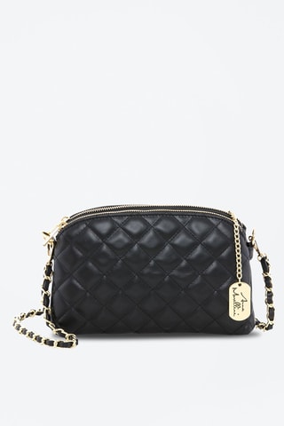 Sac bandoulière matelassé en cuir Geltrude - Noir