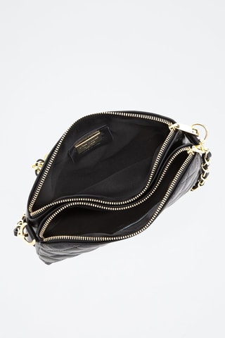 Sac bandoulière matelassé en cuir Geltrude - Noir