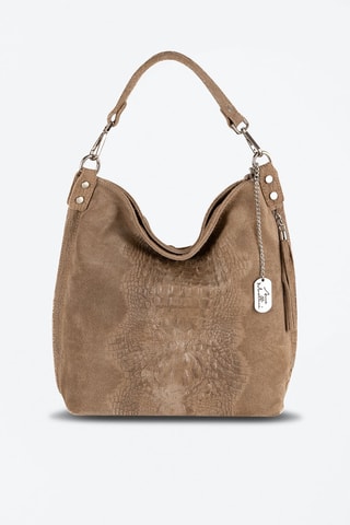 Sac porté épaule en cuir Denise - Argenté et gris