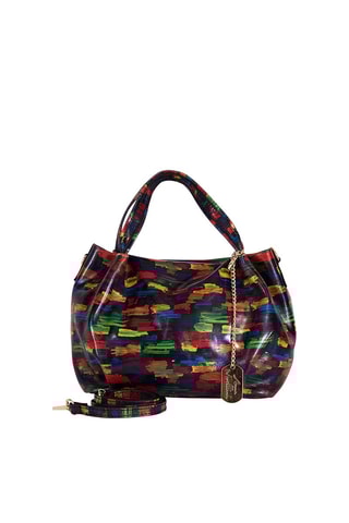 Sac à main en cuir Anna Signature \#011 - Anna Morellini - Bleu, noir et rouge