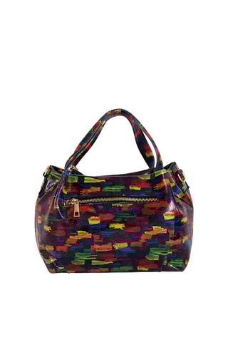 Sac à main en cuir Anna Signature \#011 - Anna Morellini - Bleu, noir et rouge