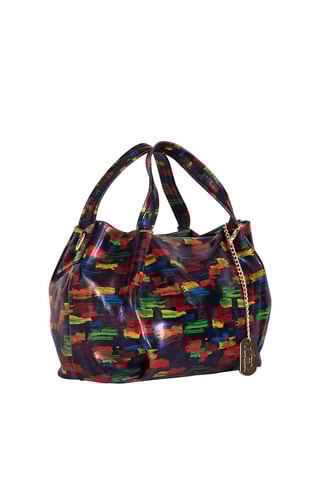 Sac à main en cuir Anna Signature \#011 - Anna Morellini - Bleu, noir et rouge