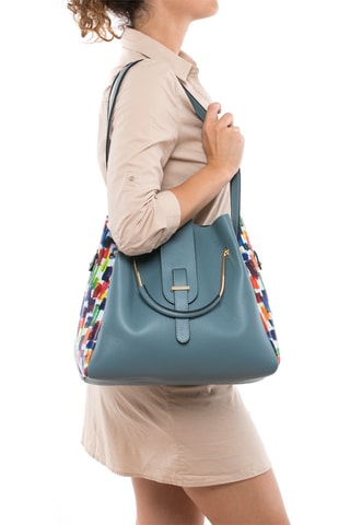 Sac à main en cuir Anna Signature \#016 - Anna Morellini - Bleu