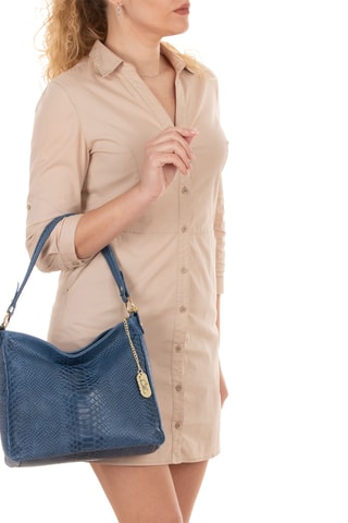 Sac porté épaule en cuir Dania - Anna Morellini - Bleu