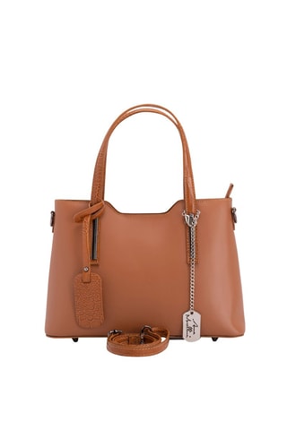 Cabas en cuir Corinna - Bleu, gris et marron