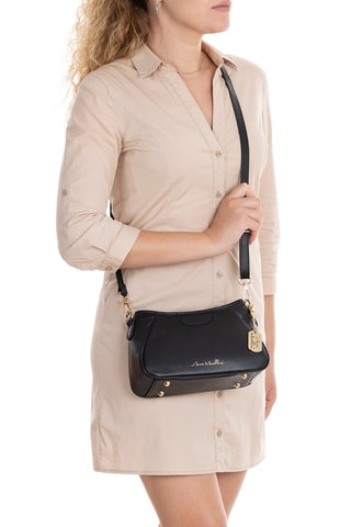 Sac bandoulière en cuir Manfrina - Noir