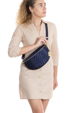 Sac banane en cuir Rufina - Bleu