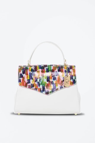 Sac à main en cuir Anna Signature 017 - Anna Morellini - Blanc, bleu, orange, rouge et vert