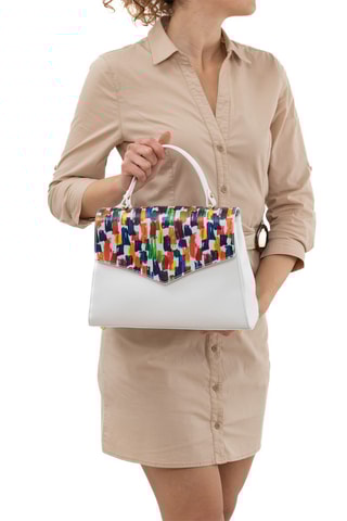 Sac à main en cuir Anna Signature 017 - Anna Morellini - Blanc, bleu, orange, rouge et vert